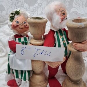 Anna's Christmas Santa &‎ Mrs Claus Candle Holders 8" Tall Holiday Decor